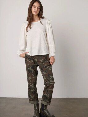 VELVET BY GRAHAM & SPENCER Ottie Camo Cotton Stretch Twill Utility Pants, Size 2